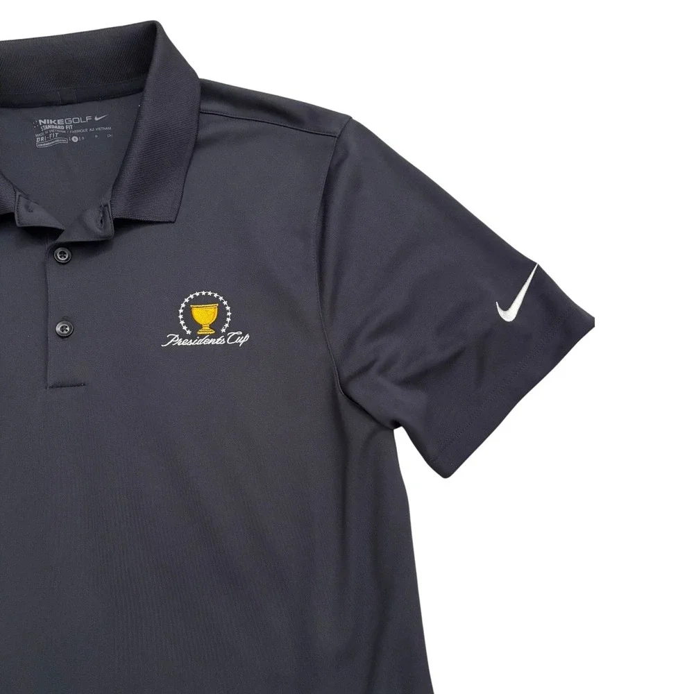 Nike Golf Mens Presidents Cup Dri-FIT Polo Shirt Black Small Standard Fit